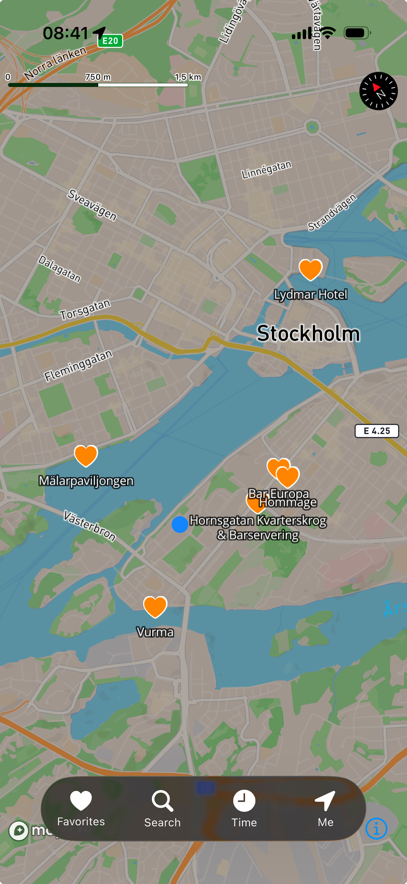 3D map with favorite places